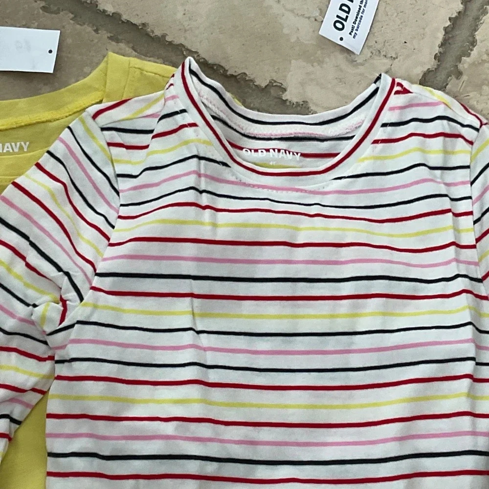 NWT Old Navy LOT Girls 4T Long Sleeve‎ T-Shirt Bundle 3 Pack Celestial Striped